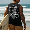 Men's Vintage Best Father's Day Surfing Graphic Print Round Neck Sleeveless Tank Top by Inlyline