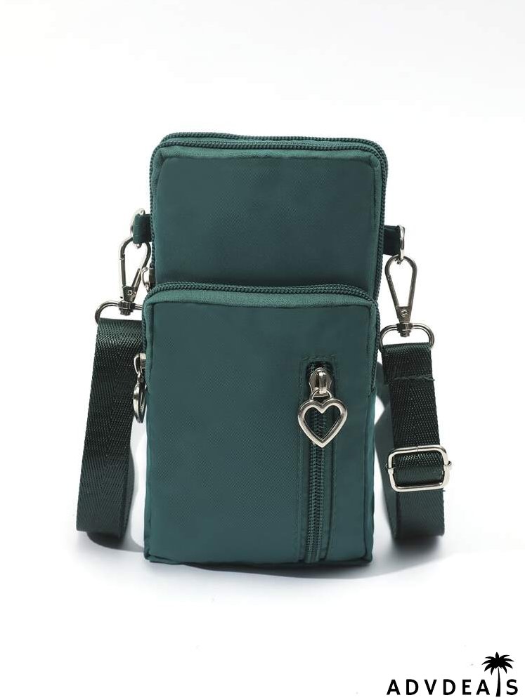 Heart Zipper Front Phone Wallet