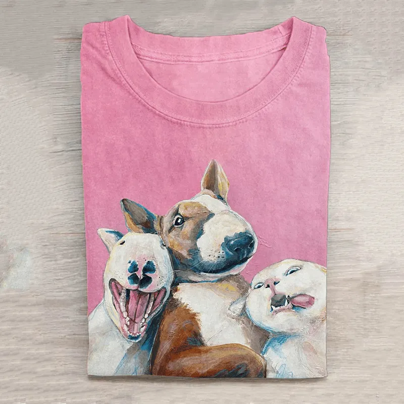 Comstylish Women's Cute Dog And Cat Pattern Casual T-shirt