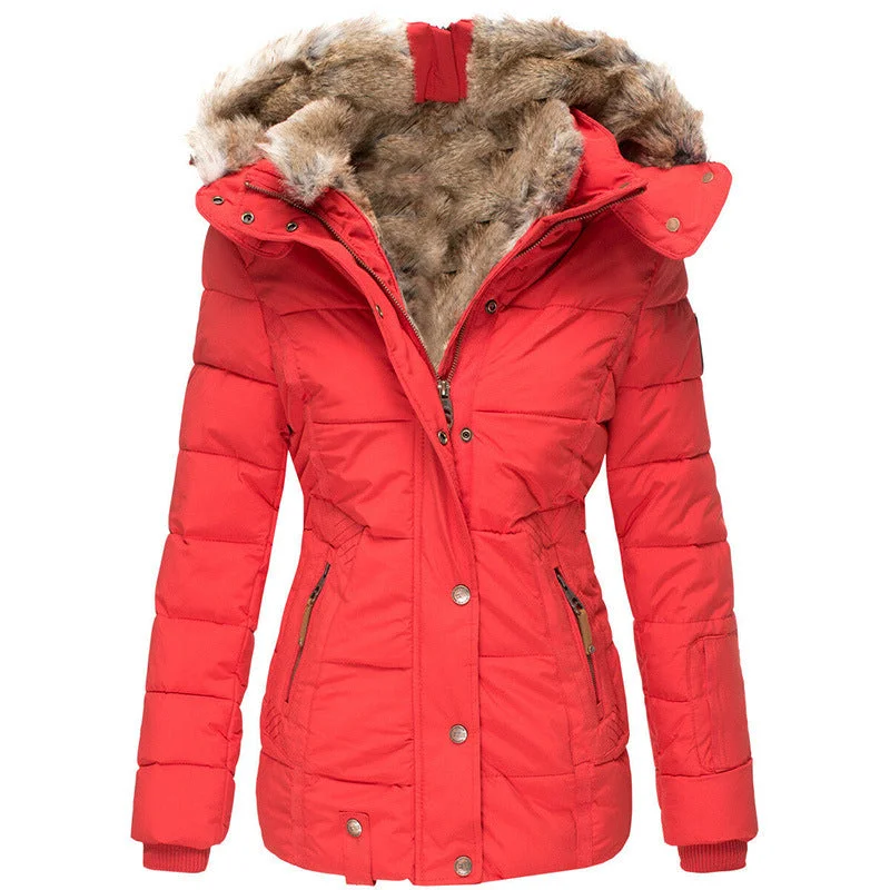 Uveng Winter Warm Collar Long-sleeve Zipper Slim-fitting Coats