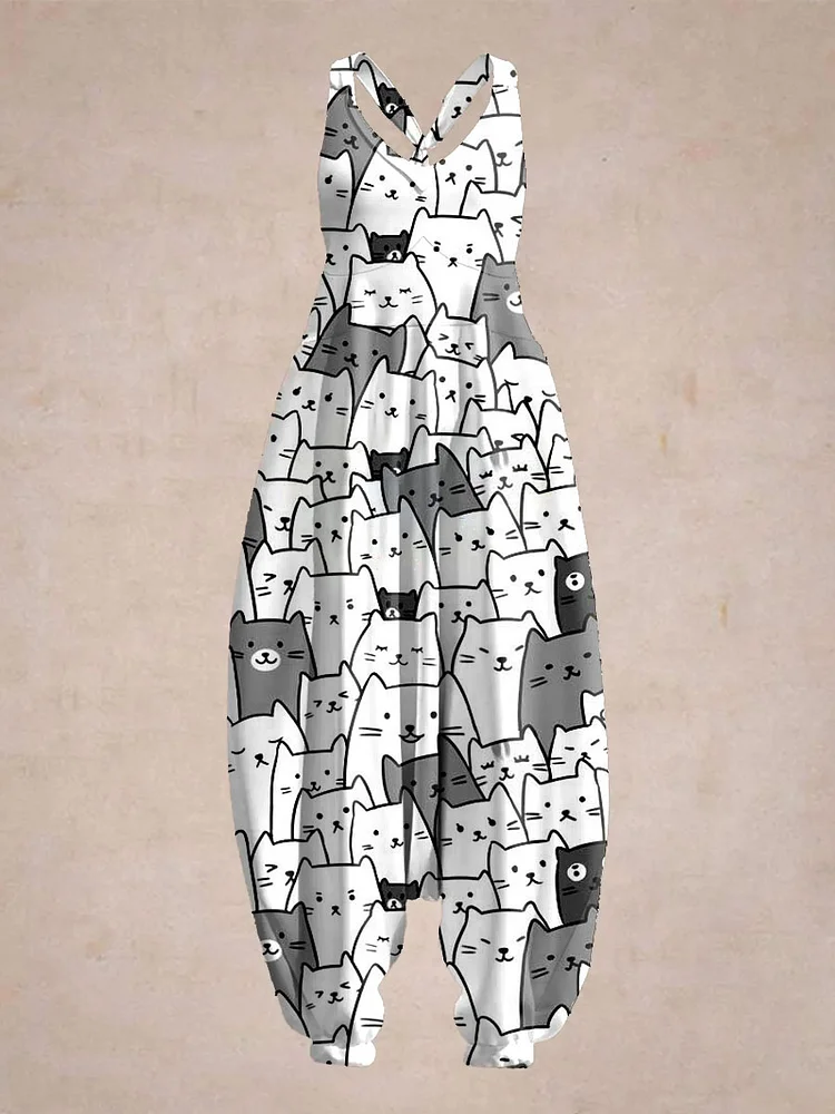 Women's Cute Cat Art Print Casual Stretch Pants
