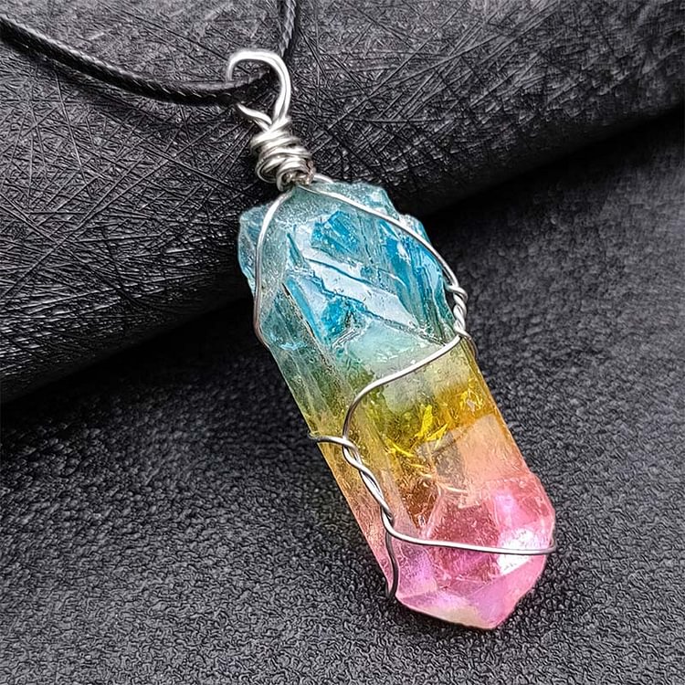 Colorful Crystal Column  Necklace