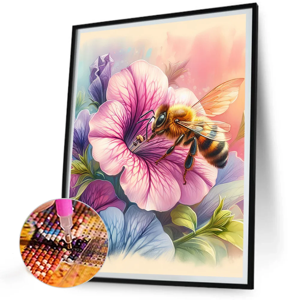 Full Round Diamond Painting 30*40cm - Flower Bee