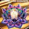 Peinture en diamant en 5D DIY d&eacute;coration acrylique de bureau, bougeoirs fleurs, d&eacute;coration de bureau artisanale pour adultes d&eacute;butants (Purple Lotus-A)