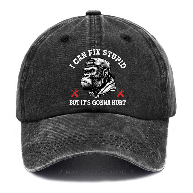 Personalized "I Can Fix Stupid But It's Gonna Hurt" Custom Washed Baseball Caps