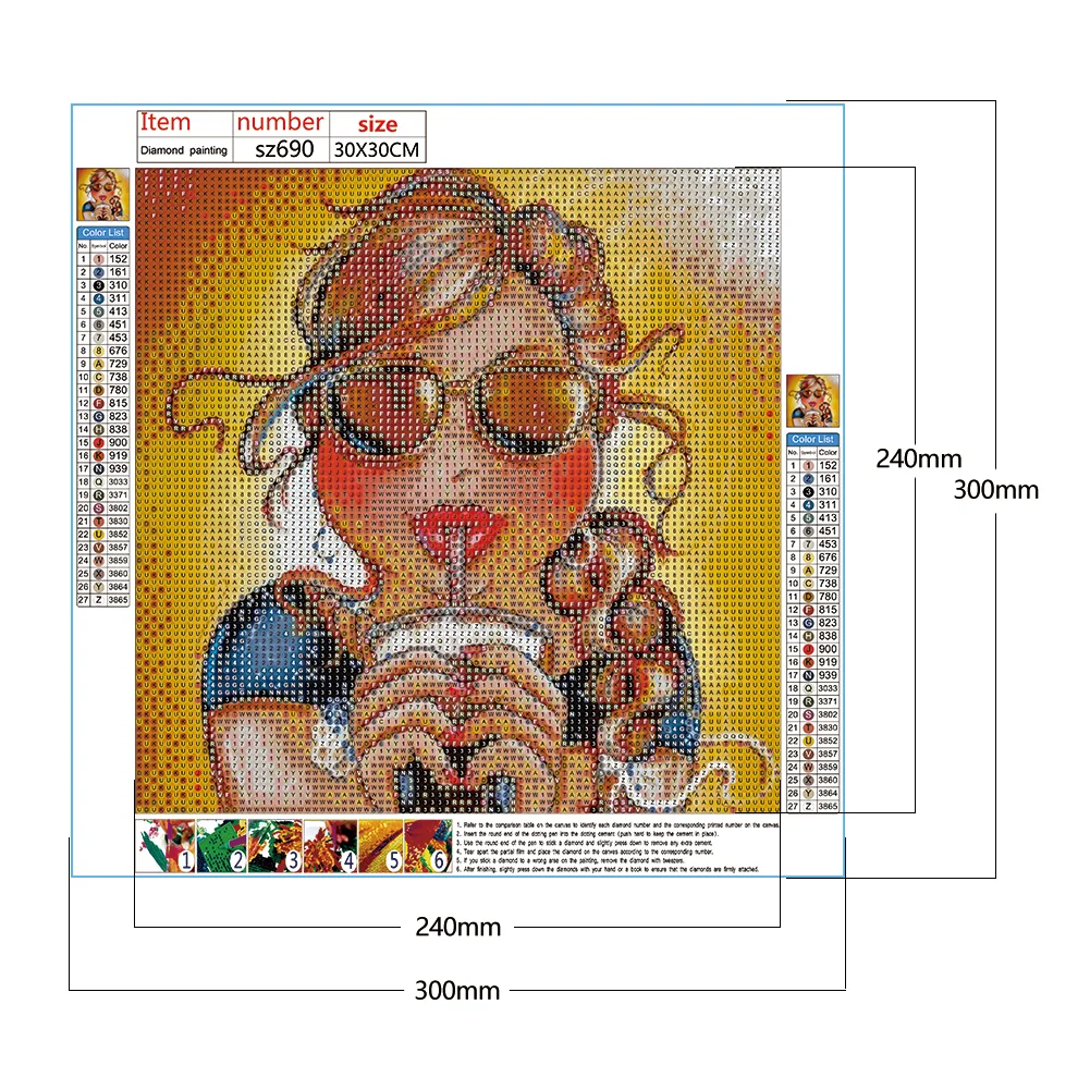 5D Diamond Painting DIY girl Full Drill Round Wall Picture