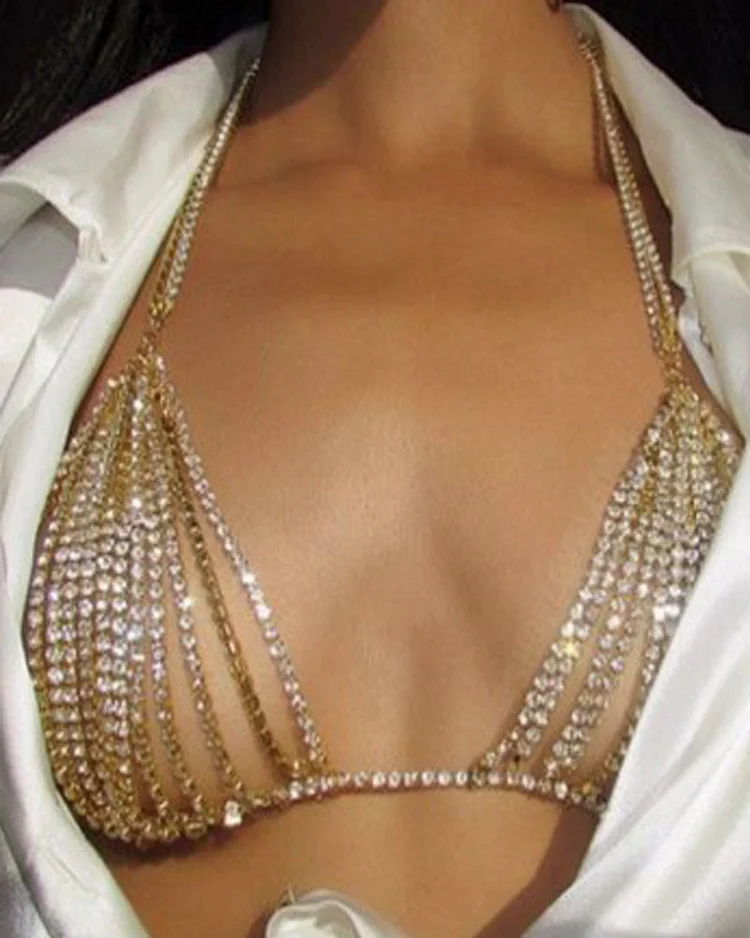 Two Piece Set Sexy Necklace Chest Chain Bra Chains, Bikini Body