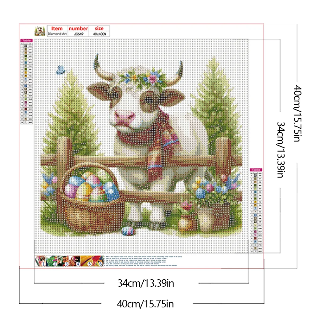Diamond Painting - Full Round Drill - Easter Cow(Canvas|40*40cm)