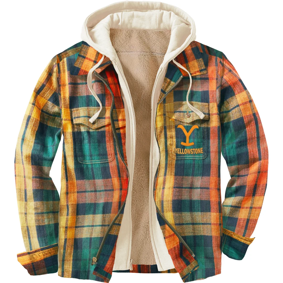 Men's Unisex Yellowstone Plaid Cowboy Shirt Hooded Jacket-barclient
