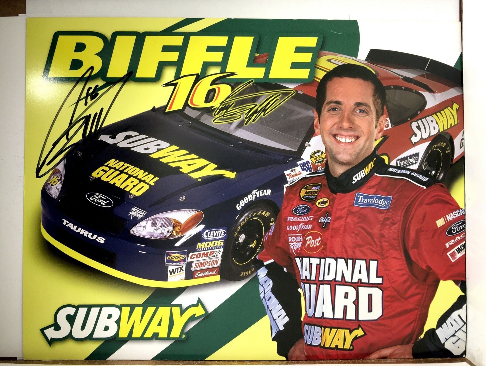 Greg Biffle Signed 8.5x11 Photo Poster painting Promo Hero Card Postcard NASCAR  SHIP Auto