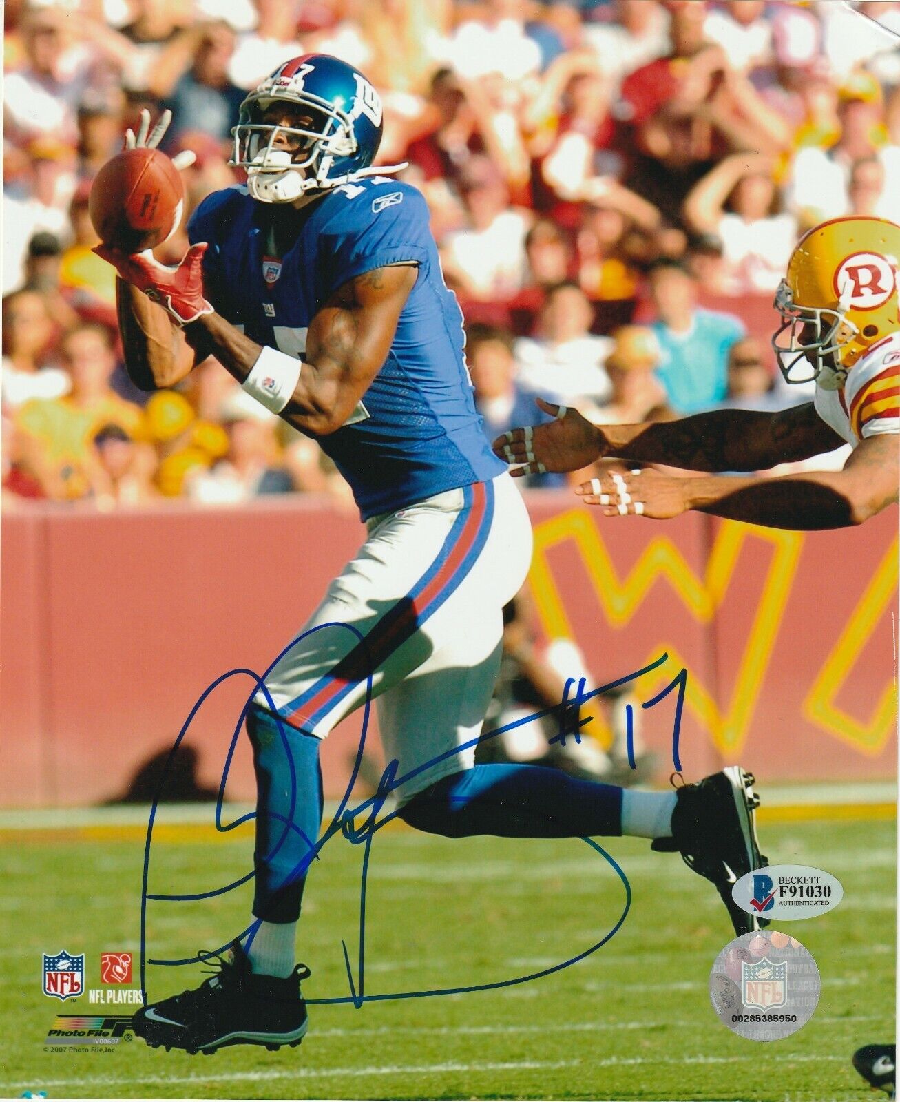 PLAXICO BURRESS Signed New York GIANTS 8x10 Photo Poster painting with Beckett COA (BAS)