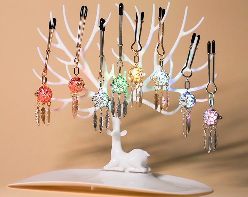 Metal Feather Lantern Nipple Clamps Clips Torture Slave BDSM Breast Bondage Restraint Sex Toy For Women Couple Play Game