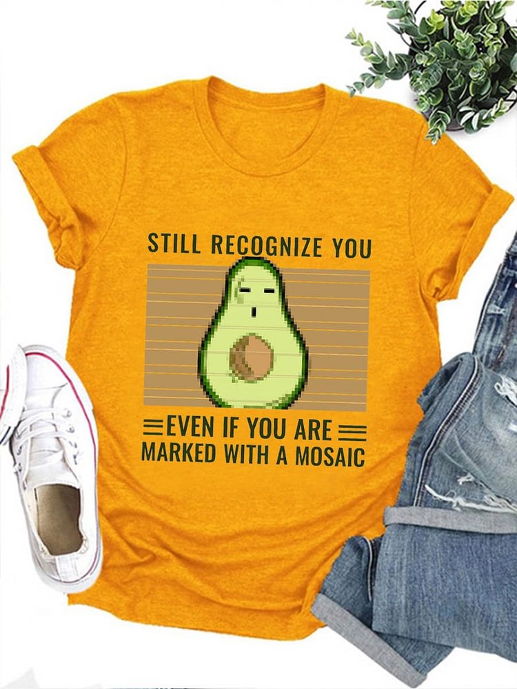 Bestdealfriday Avocado Graphic Short Sleeve Round Neck Loose Tee