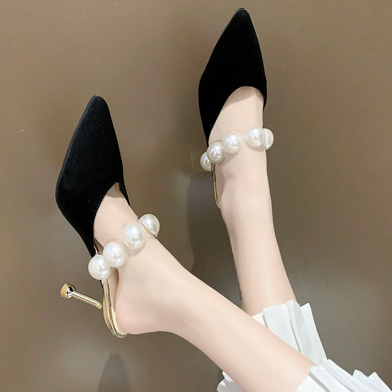 Canrulo 2021 New Fashion Shoes Pearl Women Sands Sexy Heels Women Sands