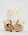 Getahug White Mink Hat Brown Overalls Bear | Handmade Jointed Teddy Bear Gift