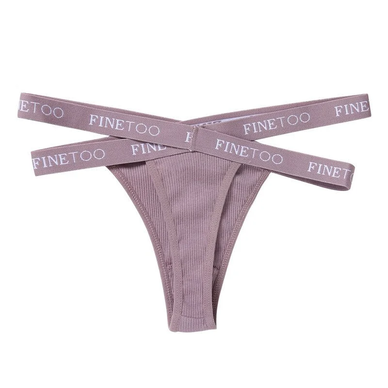 FINETOO 1/2PCS Sexy Cotton Women Thong Panties Underwear Woman Hollow Out Fashion Cross Letter Waist G-string Femme Brief Girls