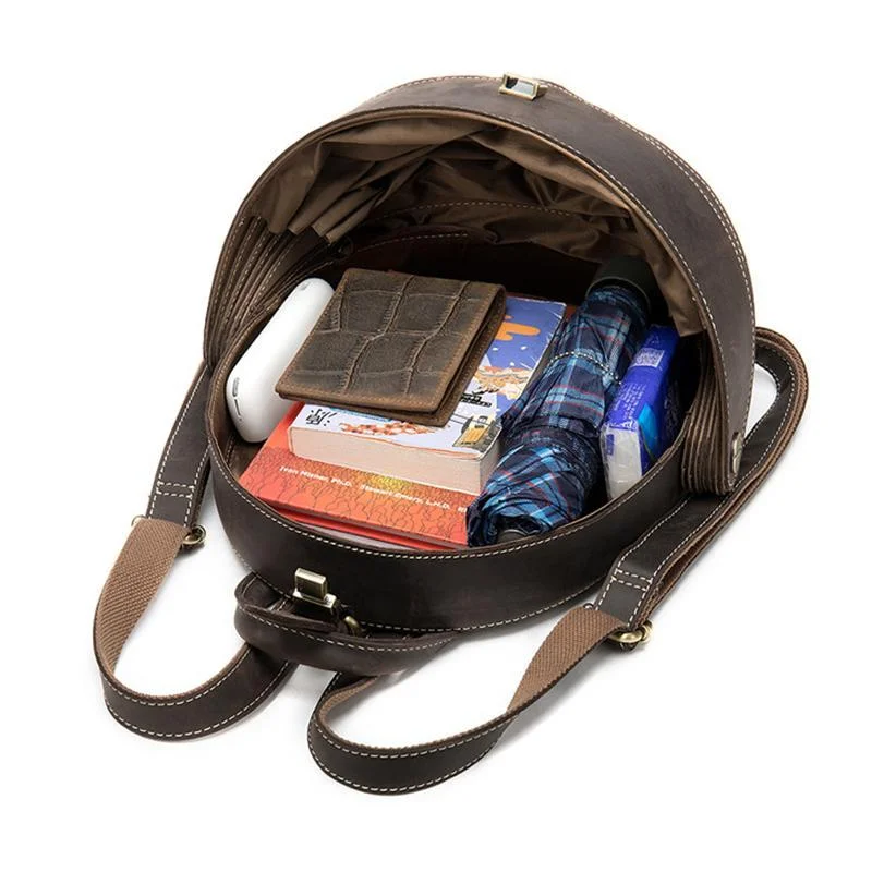 Cool Retro Beetle Shaped Genuine Leather Handmade  Flap Cover Rucksack