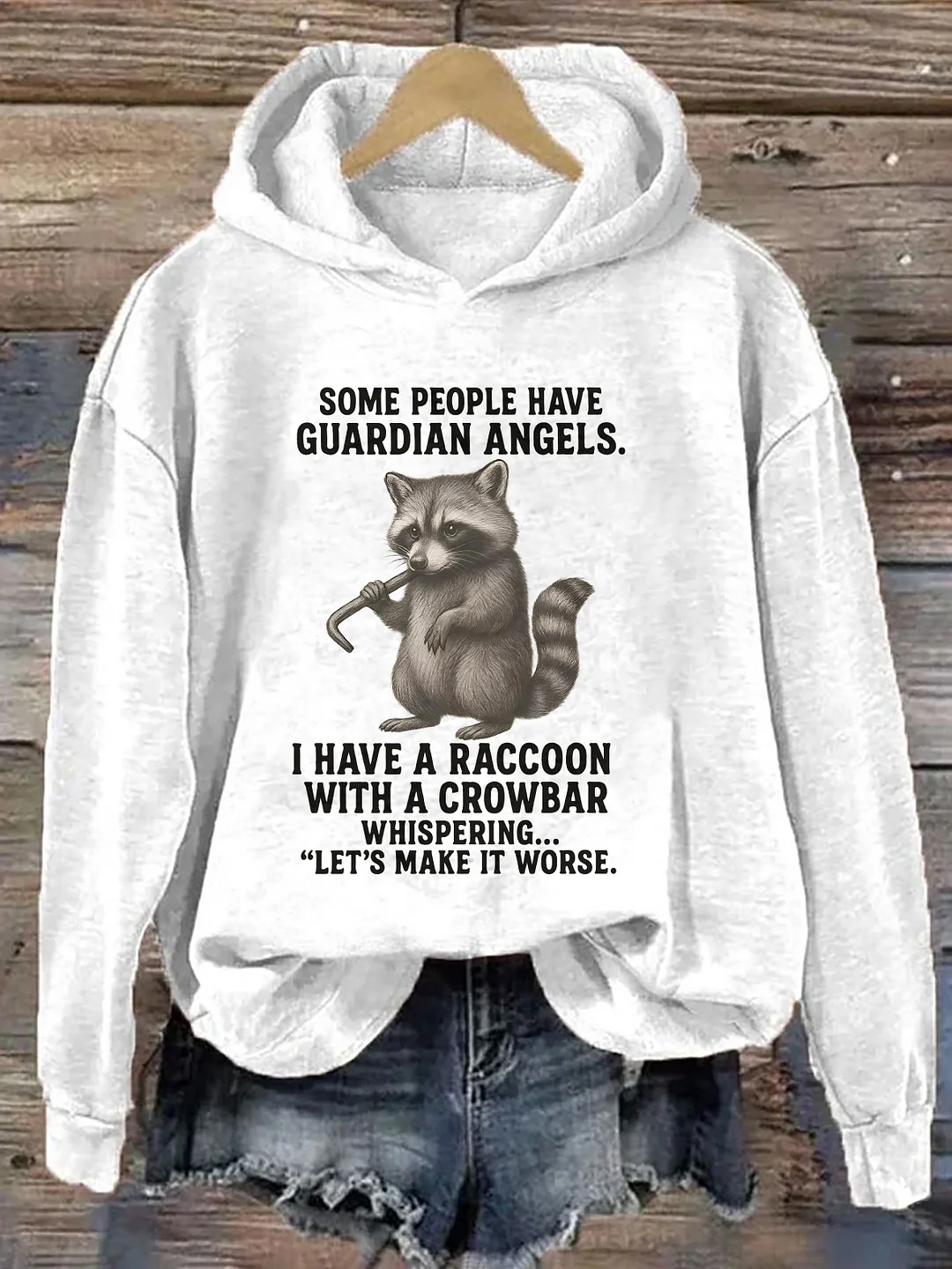 Some People Have Guardian Angels Raccoon With Crowbar Hoodie