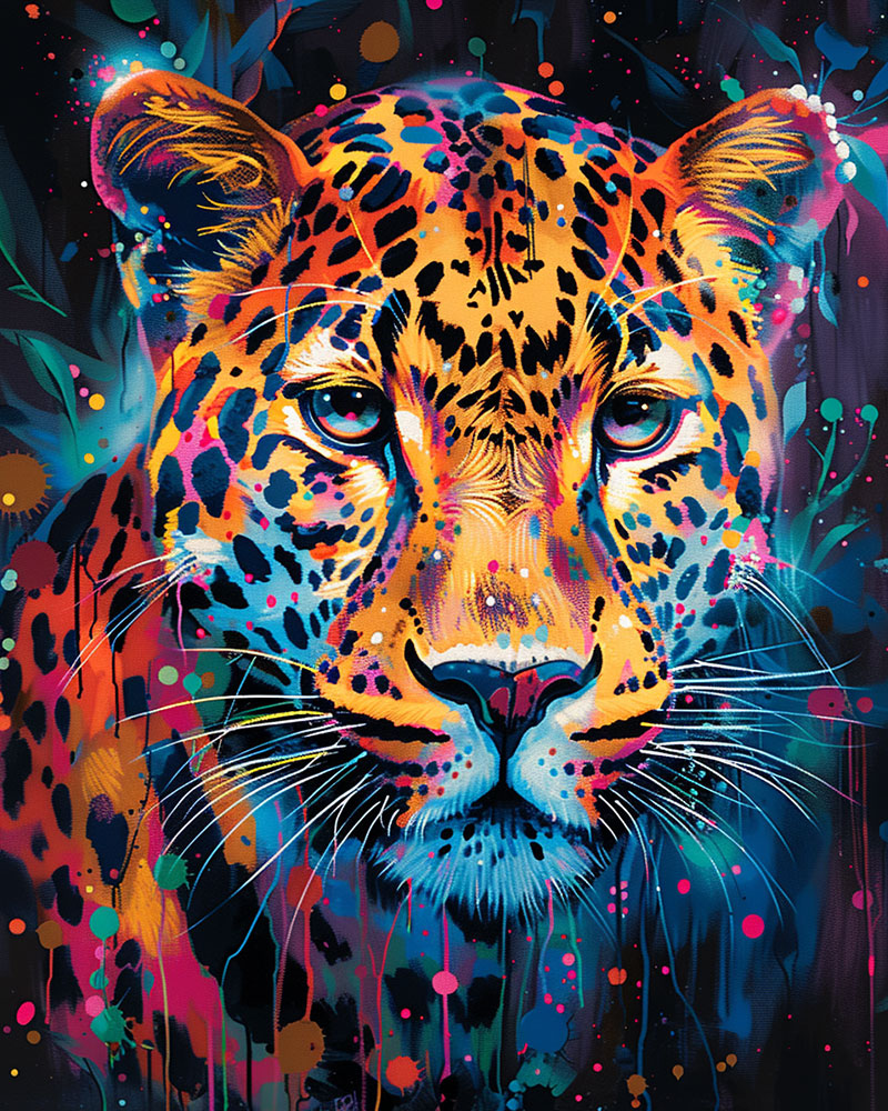 Colorful Cheetah - Paint by Numbers - 16"x20"/40*50cm