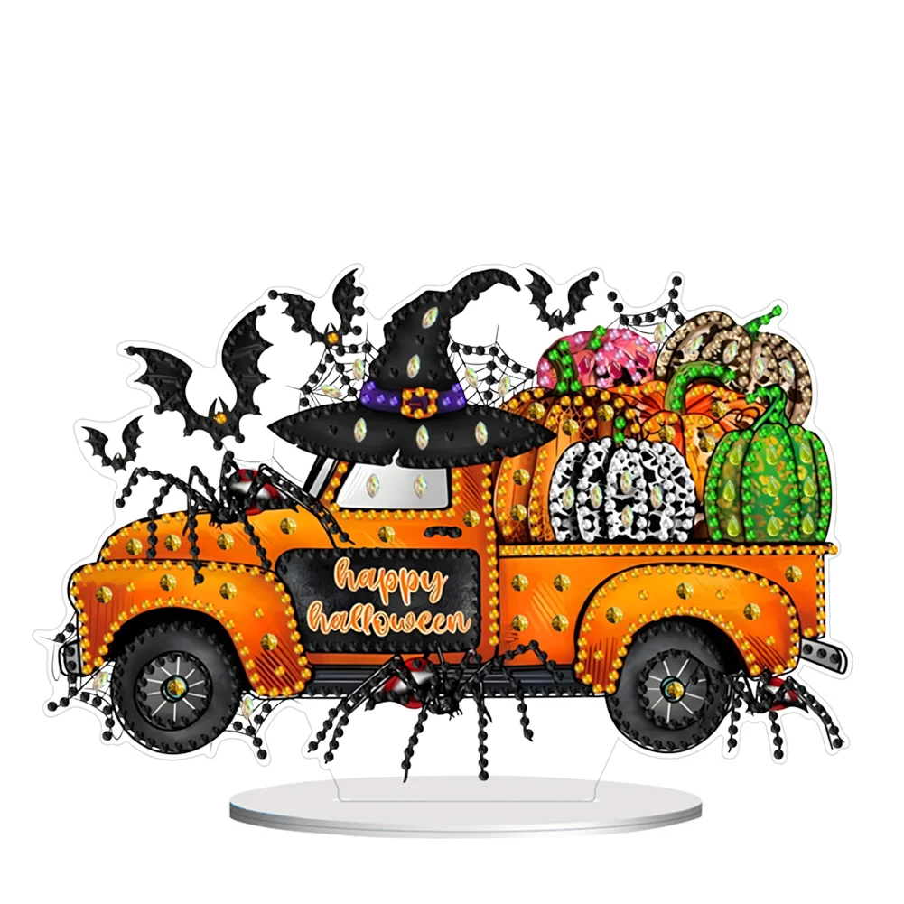 DIY Halloween Pumpkin Car Desktop Diamond Art Kits Diamond Painting Desktop Decor