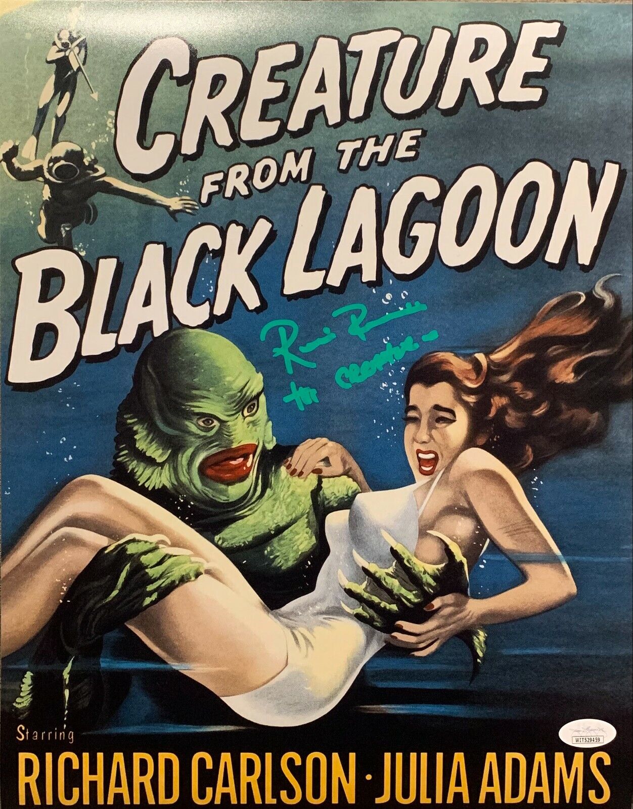Ricou Browning auto signed insc. 11x14 Photo Poster painting Creature from the Black Lagoon JSA