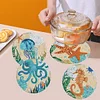 4PCS Diamond Painted Seahorse Placemats Insulated Dish Mats Comes with Mats