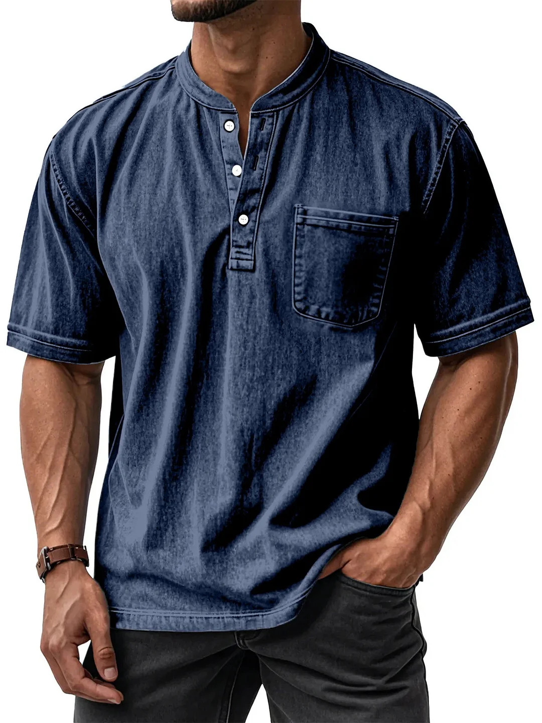 Lapel Casual Workwear Half Sleeve Shirt Short Sleeve T-Shirt