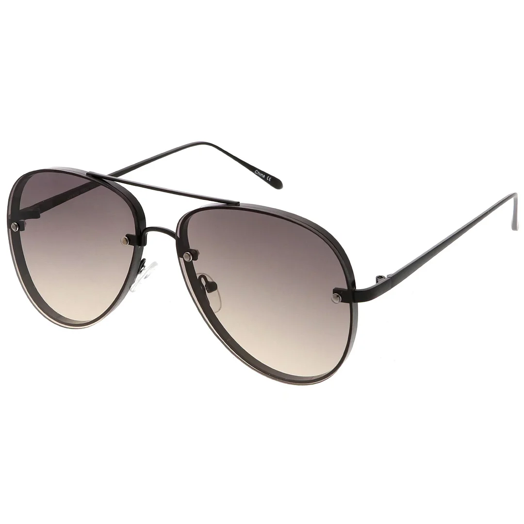 Oversize Rimless Aviator glasses Thick Frame Gradient Flat Lens 60mm