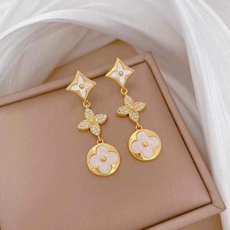 Korean Cosmos Geometric Titanium Steel Electroplating Earrings