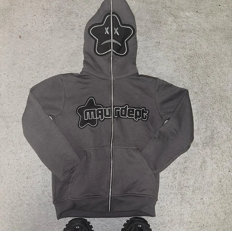 Retro Y2k Star Letter Printing Loose Hoodie Hip Hop Gothic Hoodie Streetwear at Hiphopee