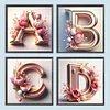 Fleur rose lettre-plein rond diamant peinture-30 * 30cm