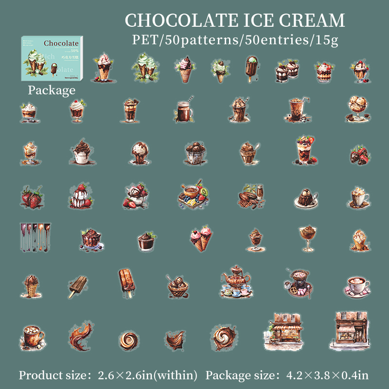  PET Sticker - Rich Chocolate Series Vintage Coffee Dessert Landscaping
