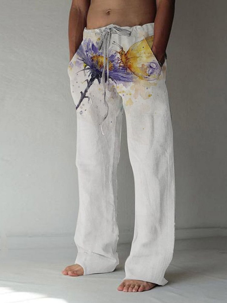 Pre-sale Men's casual butterfly print casual pants