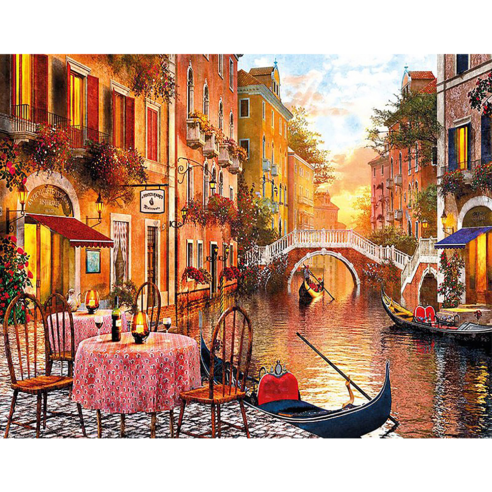 

European City Bridge By The River - Round Drill Diamond Painting - 50*40CM, 501 Original