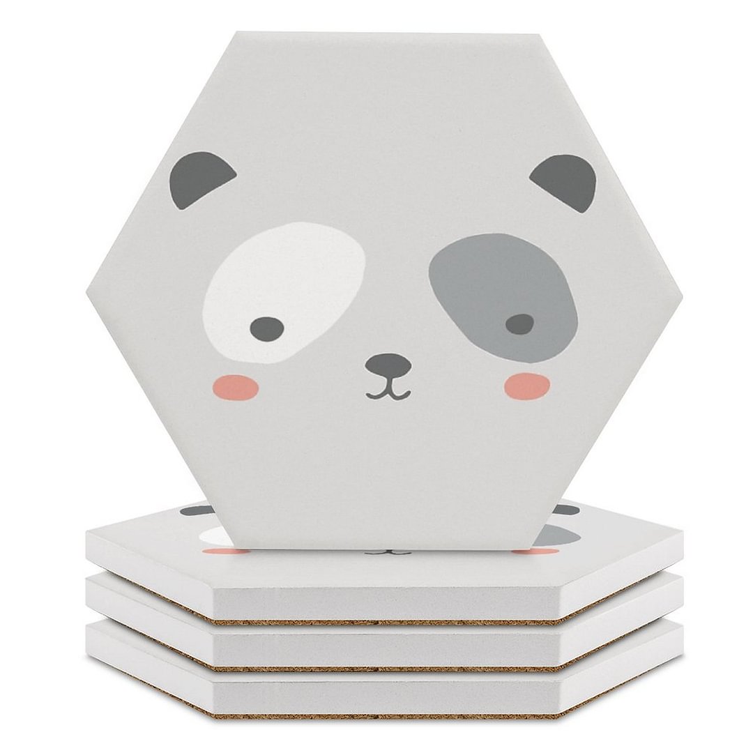 Panda Hexagon Ceramic Coasters