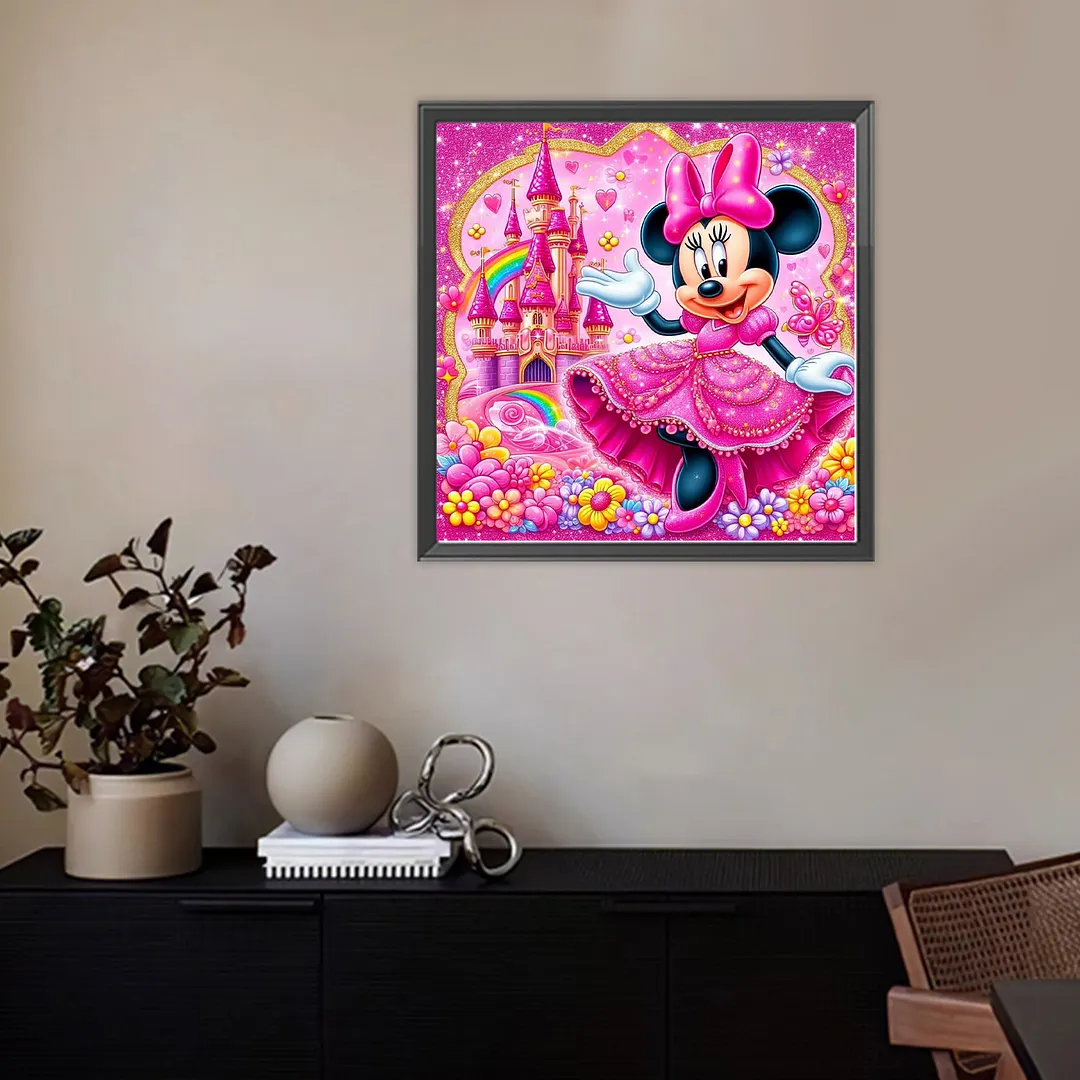 Castle Princess Minnie Full DIY 5D Round Drill Diamond Painting Kits for Adults/Beginners Home Decor Diamond Dots Paintings Picture Arts Craft 30x30cm