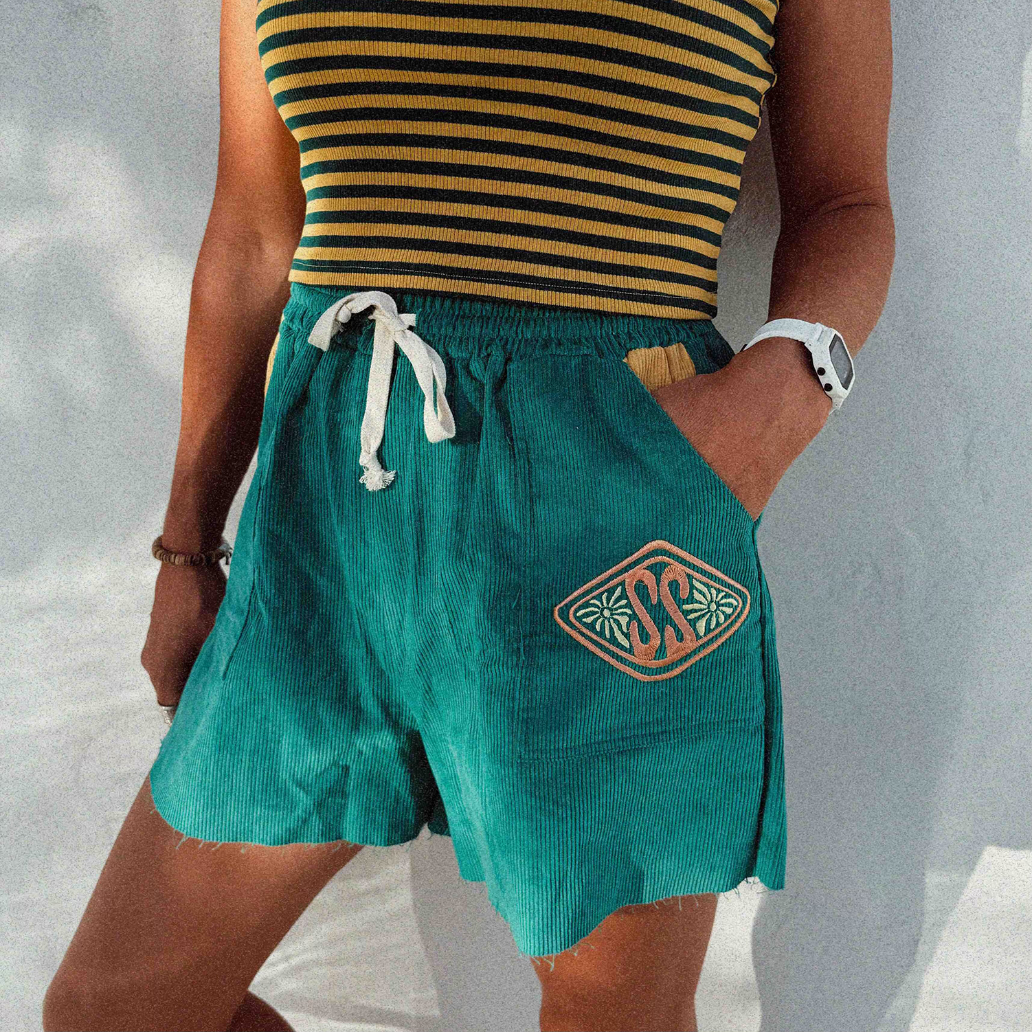 Women's Vintage Cord Relaxed Retroblock Surf Short