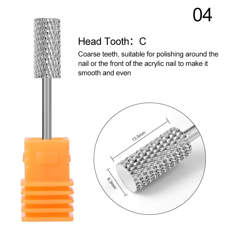 1 Pc Nail Drill Bit Multi-size Silver Manicure Nail Art Tool Electric Manicure Machine Device-Nail Inspo