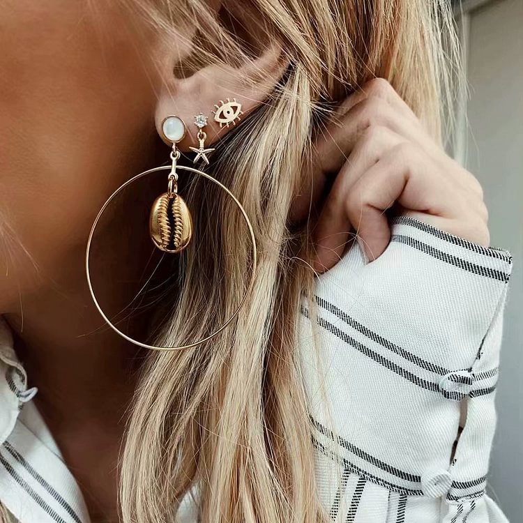 Simple Starfish Earrings Set