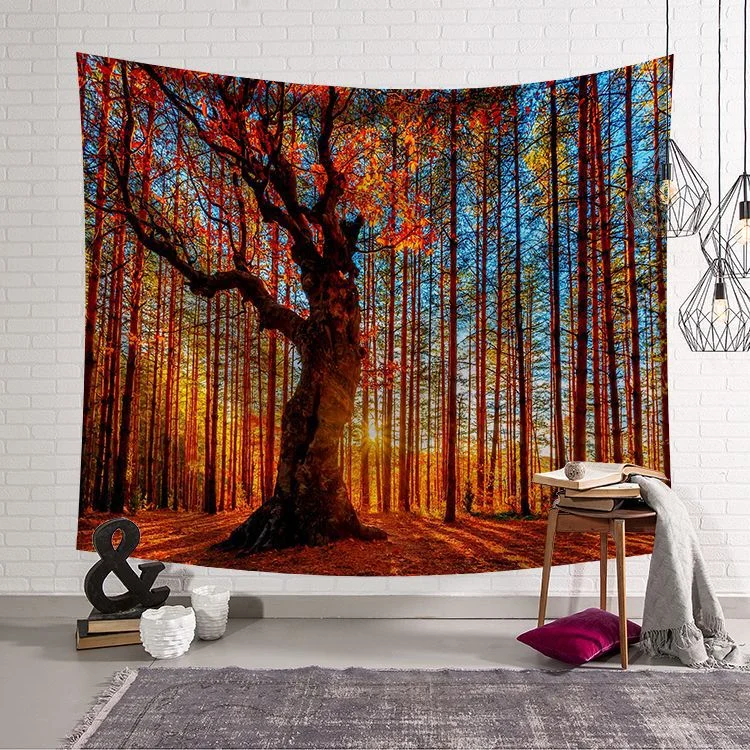 Psychedelic Forest Tapestry Wall Hanging Tapestry Blanket Farmhouse Decor Window Tapestry Headboard Polyester Yoga Shawl