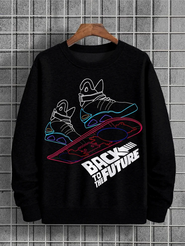 Men's Sneakers Skateboarding Back To The Future Art Print Casual Sweatshirt