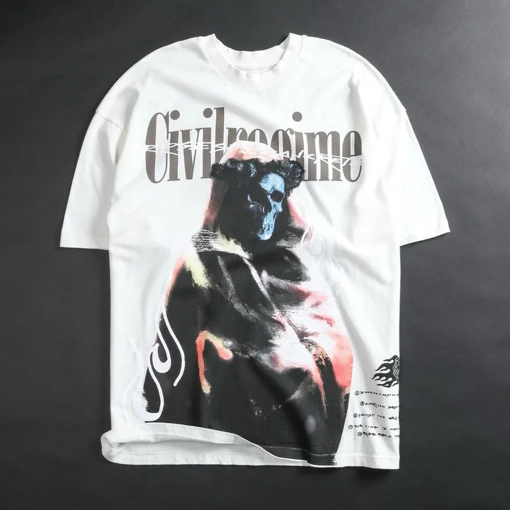 Grim Reaper Skull Casual Street Vintage Cotton T-Shirt
