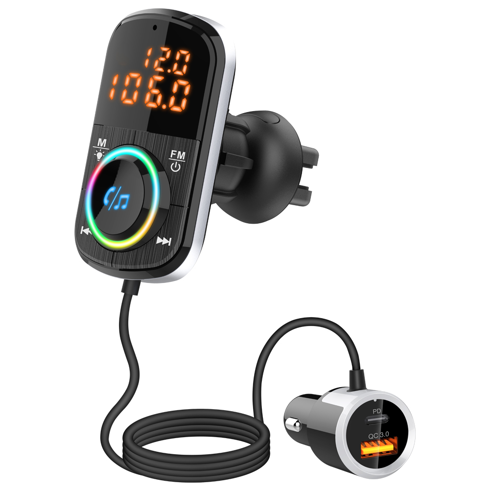 

BC71 Car Bluetooth FM Transmitter LED Backlit Music Player QC3.0 PD Charger, 501 Original