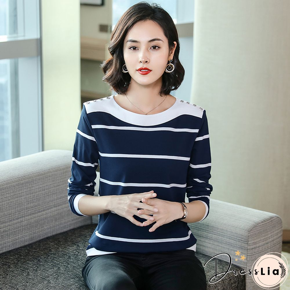 Bobokateer Long Sleeve Striped Shirt Womens Clothes Tee Femme T-Shirt Women Tshirts Mujer