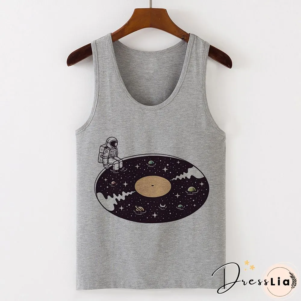 Womens Sexy Vest Tank Tops T-Shirt Summer Camisole Universe Print Fashion Streetwear