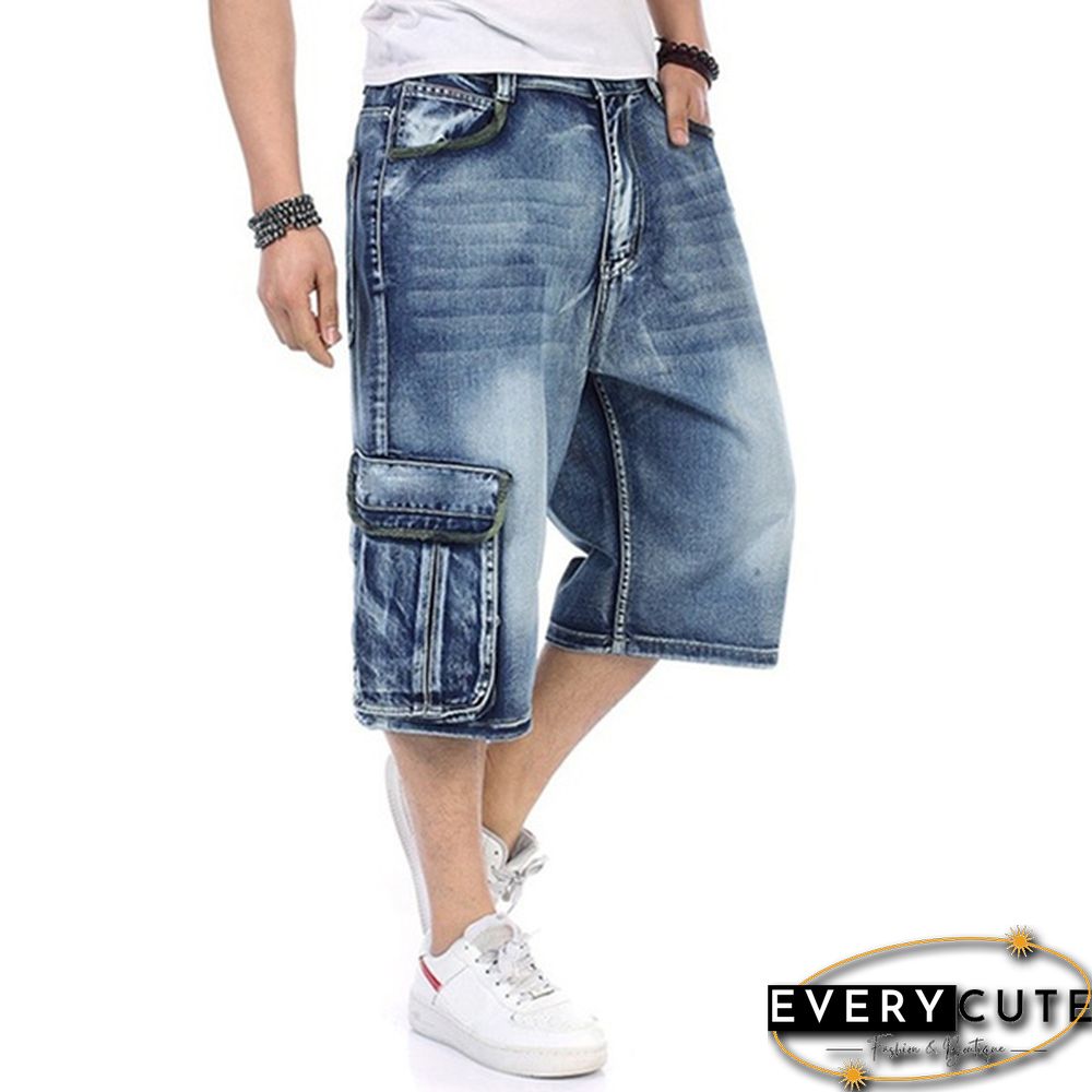 Plus Size S-5XL Men's Fashion Shorts Cargo Jeans Denim Shorts Casual Loose Style Waist Jean Shorts Size