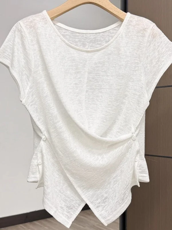 Athvotar Athvotar Goods Explosion Short-Sleeved T-Shirt Women 2025 New Summer Thin Luxury High-End Feeling Super Fire Age Reduction Unique Top