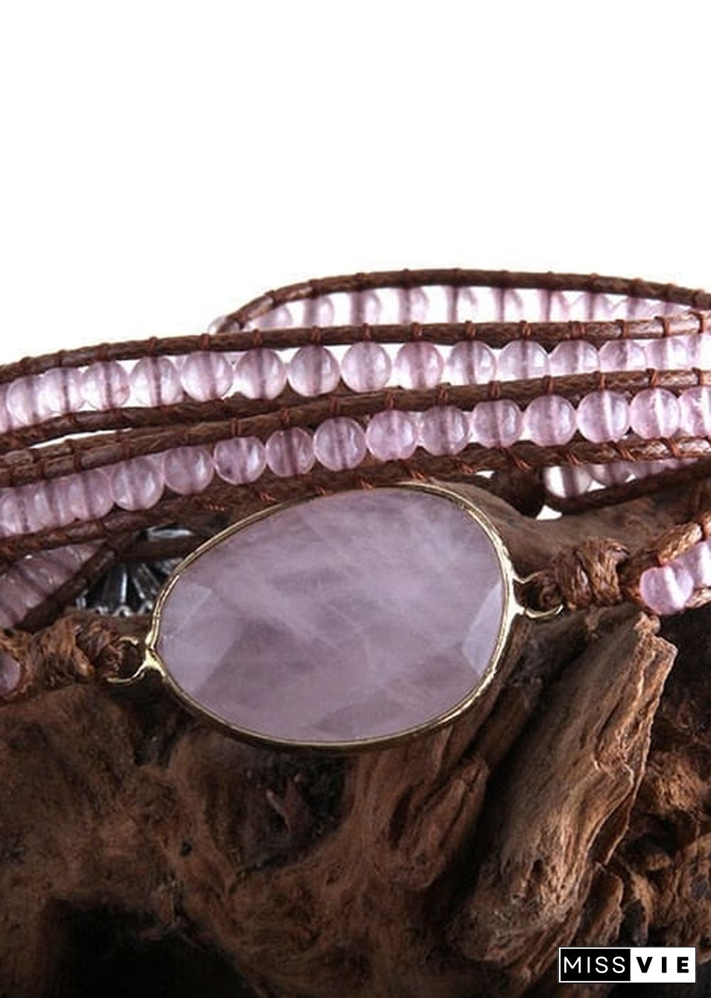 Boho Bracelet, RH 3 Layers Leather Wrap Bracelet, Natural Stones, Blue, Rose, Purple