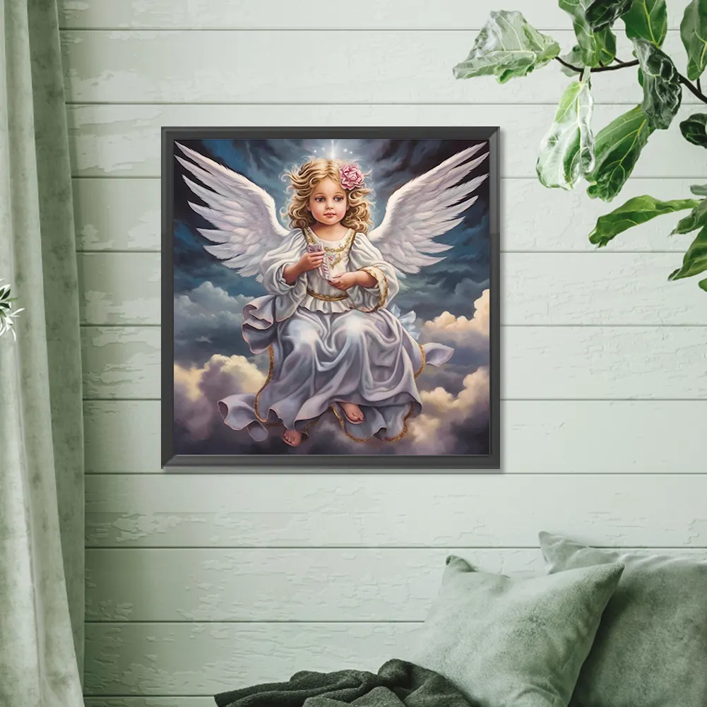 Diamond Painting - Full Round Drill - Angel Girl(Canvas|30*30cm)