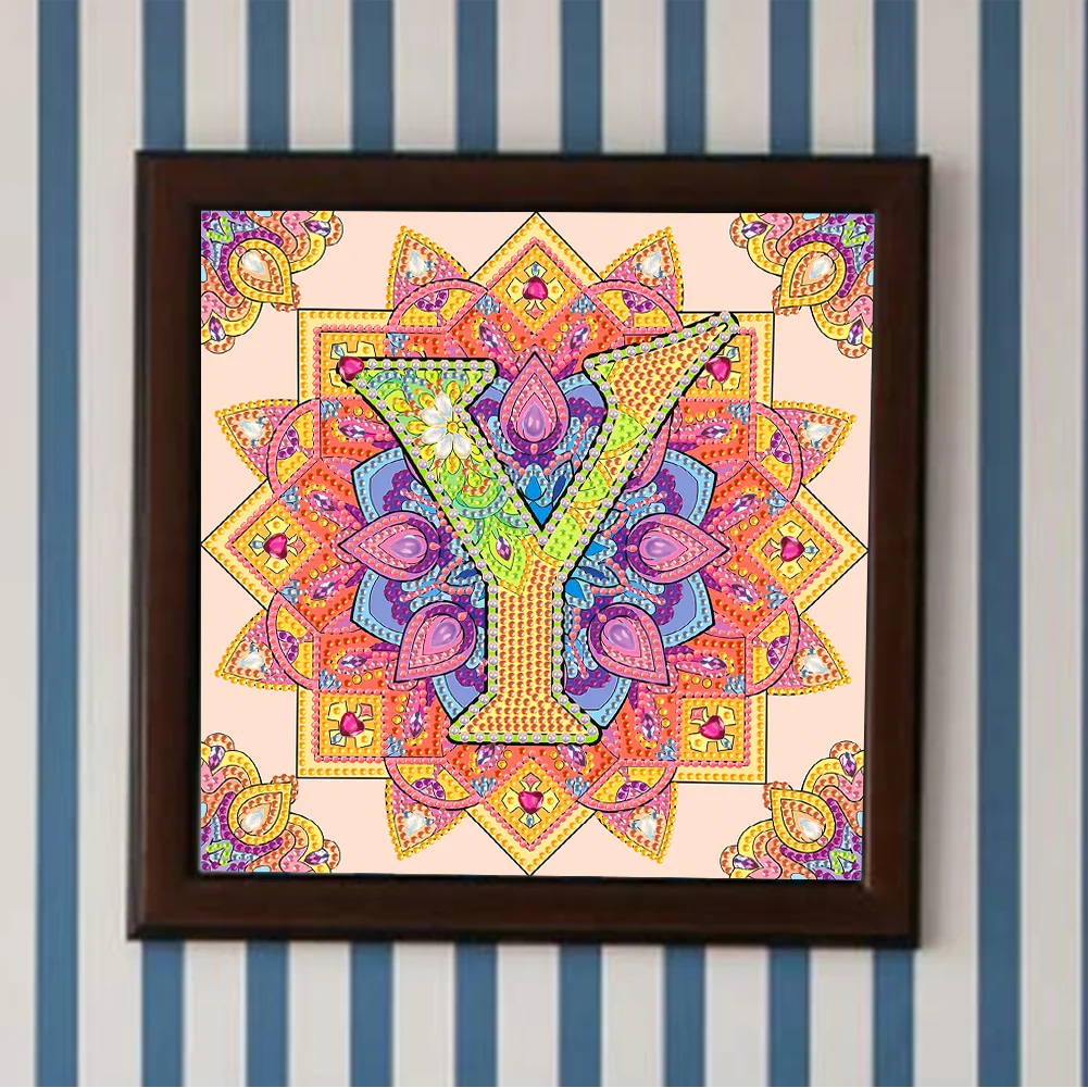 Special Shape Diamond Painting 30*30cm - Y Letter Mandala